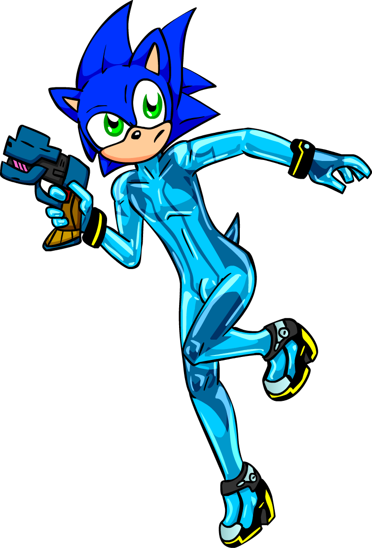 Zero Suit Sonic - Cartoon (754x1110)