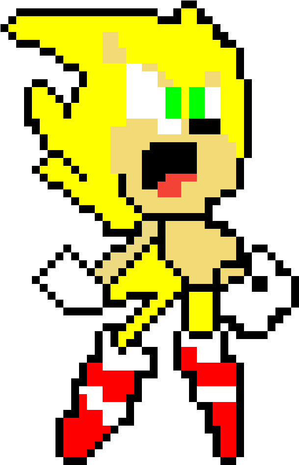 Super Sonic Sprite - Pixel Art (1200x1200)