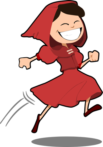 Vector Illustration Of Smiling Girl In Red Dress - Red Riding Hood Cartoon (350x500)