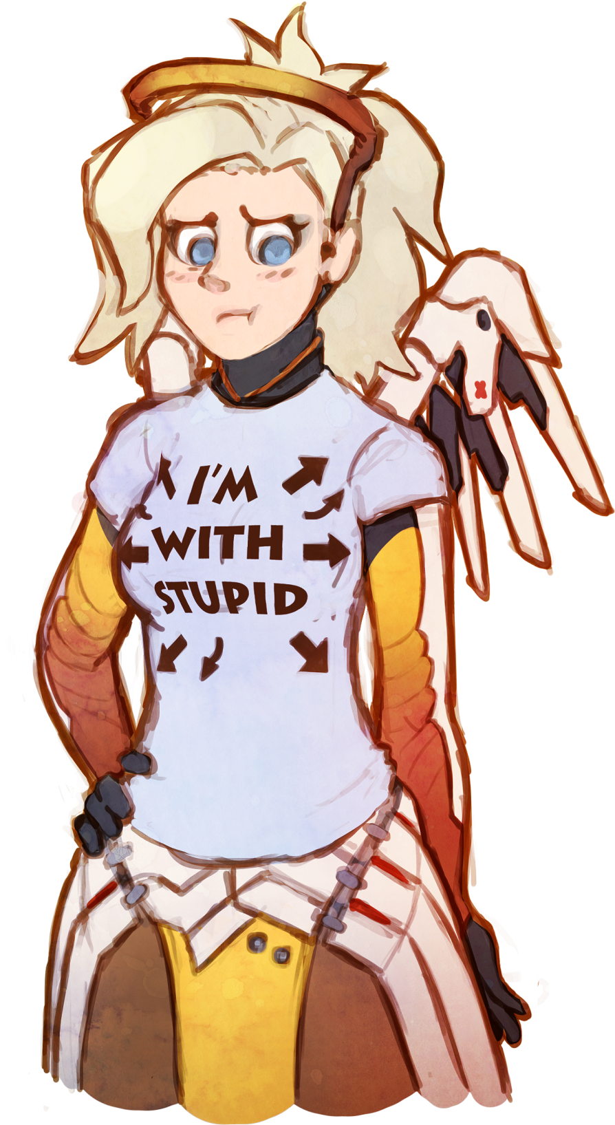 With Stupid Clothing Cartoon Fictional Character Illustration - Mercy Mains (1280x1664)