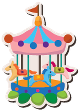 Cartoon Playground Stickers - Paardenmolen Cartoon (390x399)