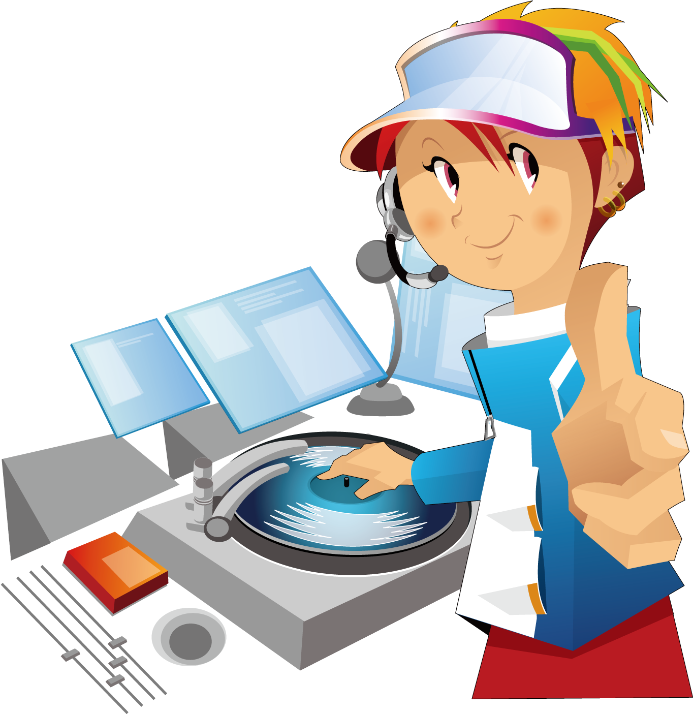 Autoradio Disco 80s Festival Disc Jockey Cartoon - Dessin Dj (1500x1500)