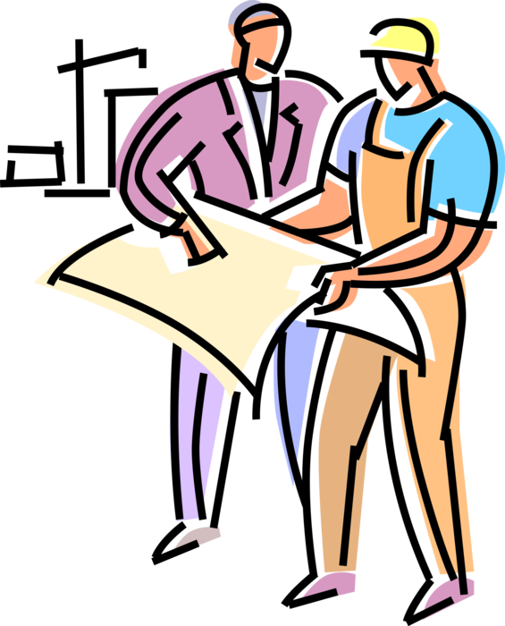 Vector Illustration Of Tradespeople Construction Worker - Vector Illustration Of Tradespeople Construction Worker (565x700)