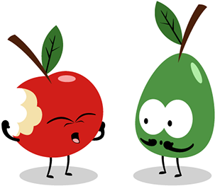 An Apple And Pear Character Designs For New Packaging - Fruit Snack Clipart (600x267)