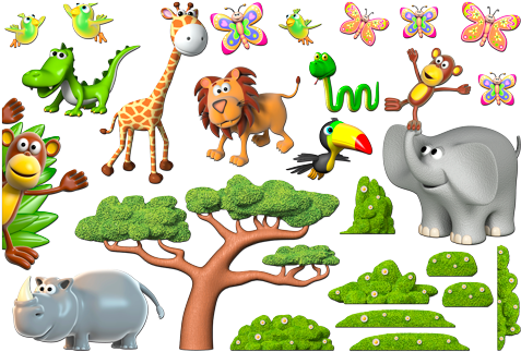 Stickers For Kids - Stickers Effet 3d- Kit Animaux (490x334)