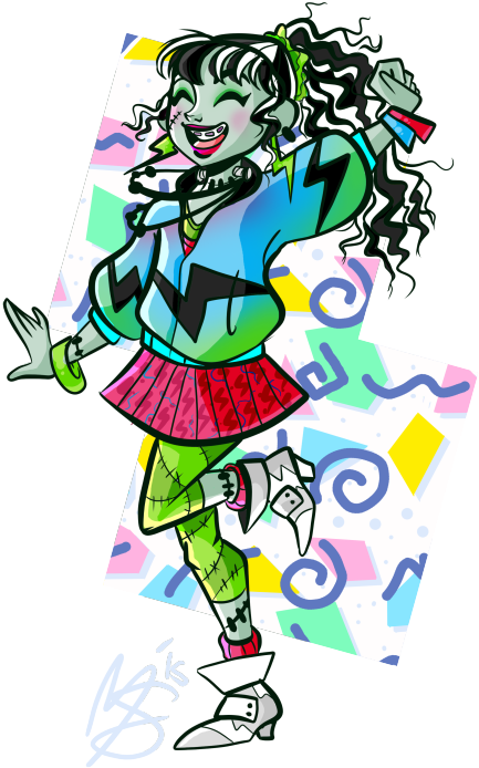 Redesign A Character Into An 80's Theme - Cartoon (500x707)