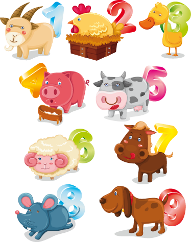 Animals And Numbers Kids Sticker - Farmland Wall Sticker - Farmer's Farm House (374x474)