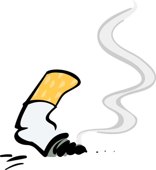 Vector Illustration Of Discarded Tobacco Cigarette - Quit Smoking (642x700)