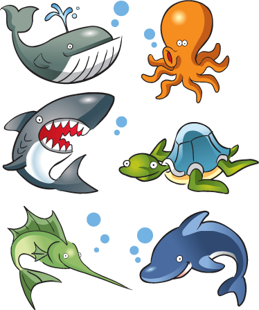 Wall Colour - Animales Del Mar Animados (374x447)