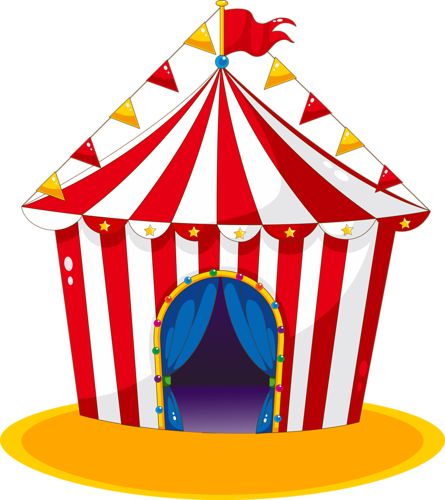 Vector Of A Circus Tent Beside A Ring Of Fire - Carnival Circus Tent Png (445x500)