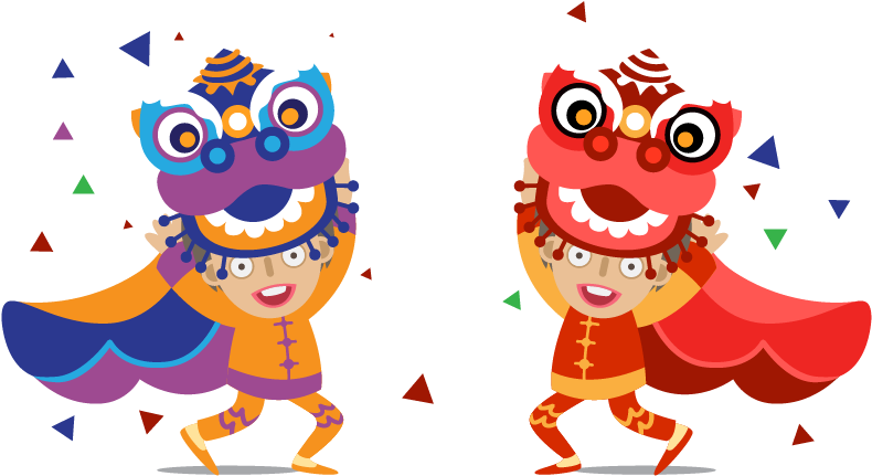 Lion Dance Dragon Dance Chinese New Year Clip Art - Lion Chinese Png (811x551)