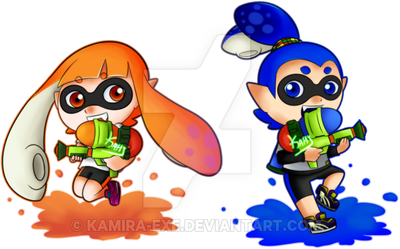 Inkling Boy And Girl By Kamira-exe - Splatoon Boy And Girl (600x371)