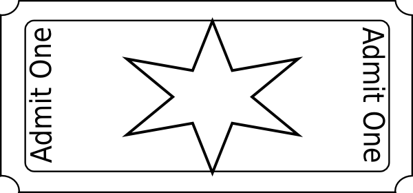 Star Ticket Clip Art - Admit One Ticket Template (600x280)