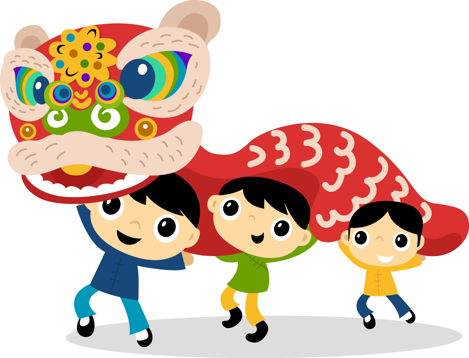 Lion Dance Dragon Dance Chinese New Year Clip Art - Chinese Lion Dance Clipart (1555x1189)