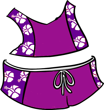 Purple Bathing Suit - Club Penguin Bathing Suit (455x466)