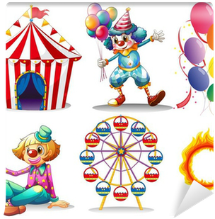 A Circus Tent, Clowns, Ferris Wheel, Balloons And A - Painel Lona Gigante 400x300 Circo 008 (400x400)