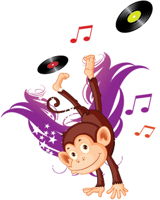 Dancing Monkey Image Dancing Monkeys Funkey Clipart - Christmas Music Notes (562x704)