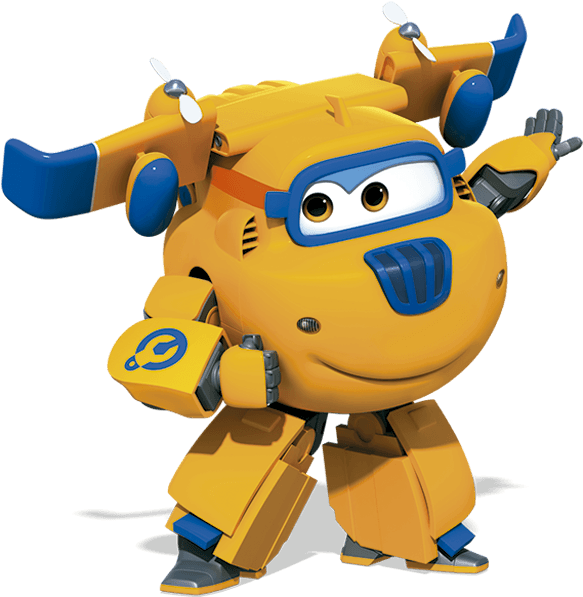 Donnie Is A Yellow And Blue Airplane Who Can Invent - Super Wings Donnie (638x644)
