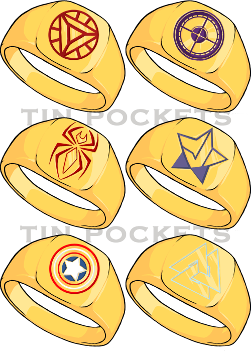 Six Avengers Rings By Tinpockets - The Avengers (500x699)