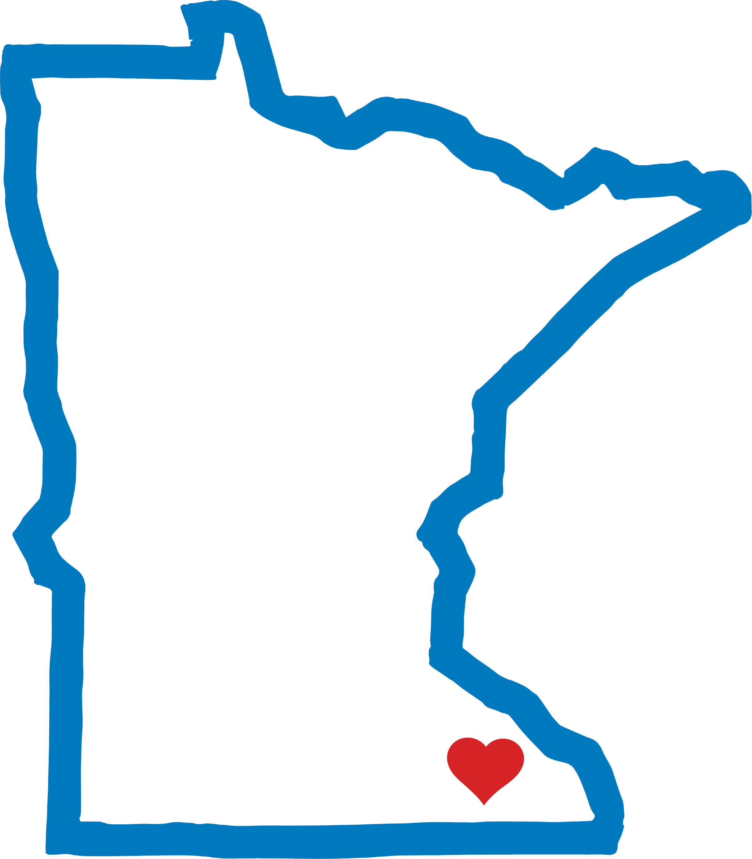 Minnesota Outline With Rochester Marked By A Heart - Minnesota (2408x2751)