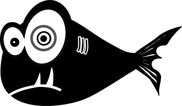 Black Fish Clip Art - Funky Black And White (600x350)