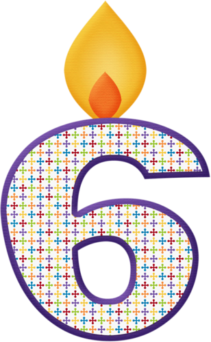 Clip Art - Birthday Number 6 With Candles (308x500)
