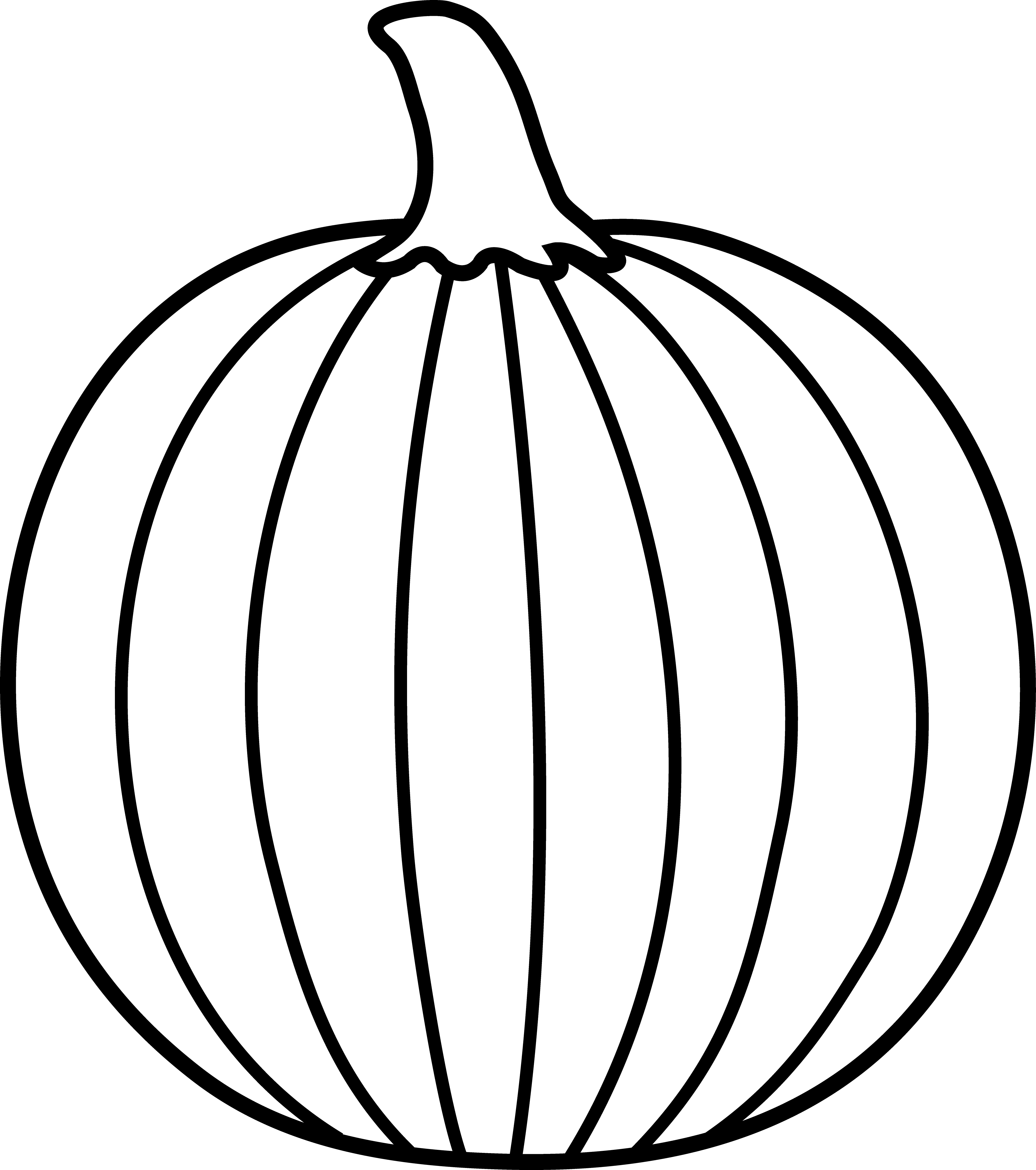 Pumpkin Outline Printable - Black And White Pumpkin Art (4057x4580)