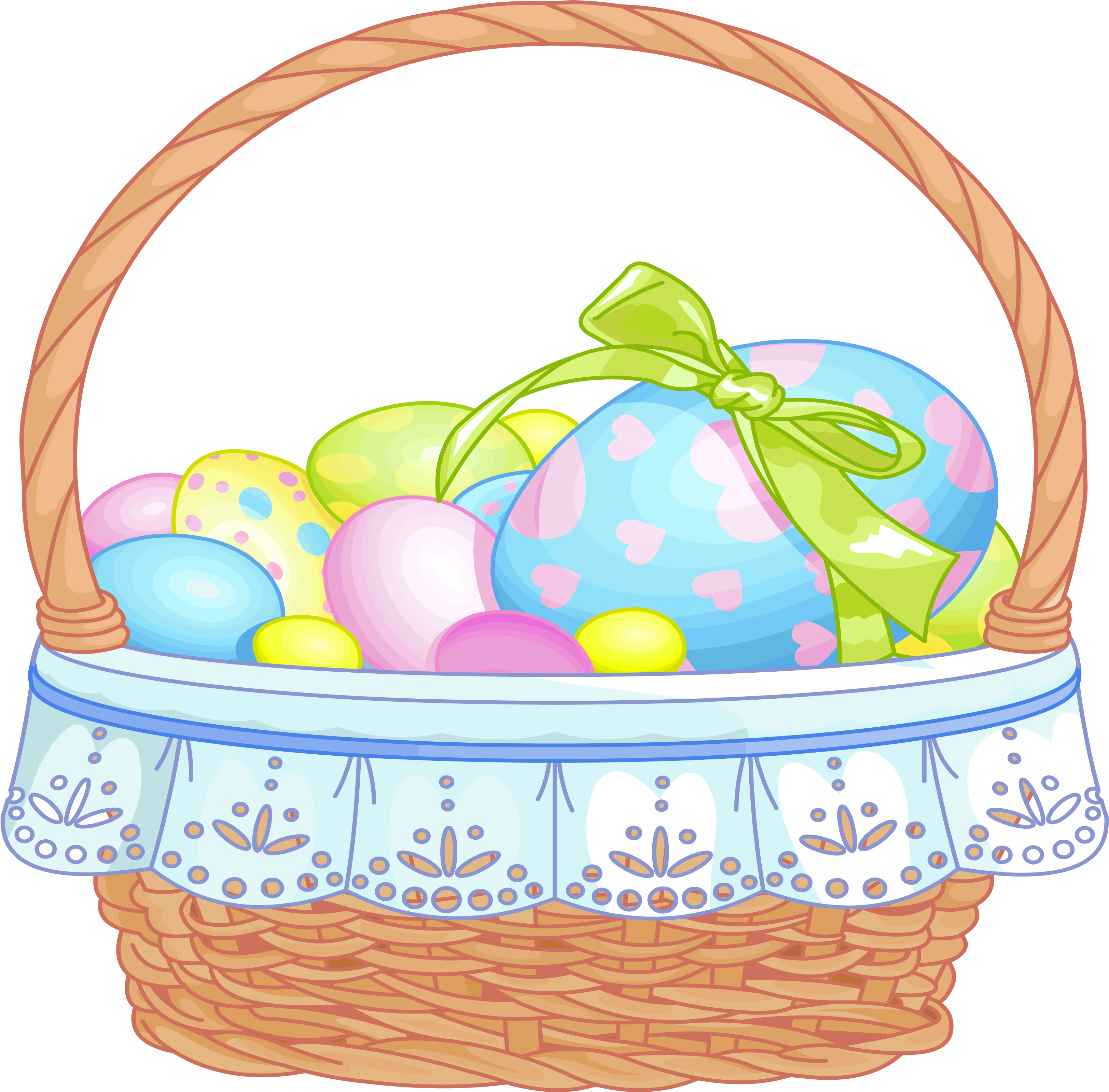 Clipart Of Basket, Transparent View And Picnic View - Easter Basket (3467x3836)