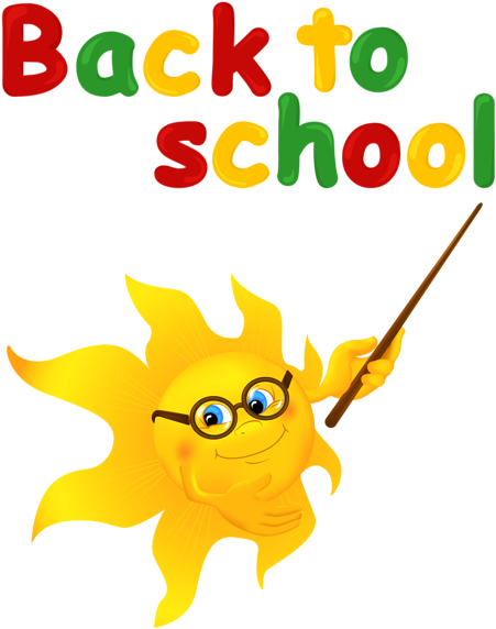Back To School With Sun Png Clipart Image - Sun Cartoon School (480x600)