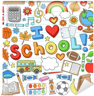 I Love School Back To School Supplies Doodle Vector - Teknoloji Tasarım Defter Süsleri (400x400)