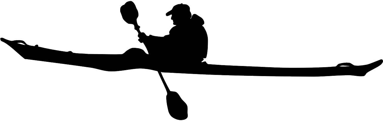 Boat, Kayak Man Active Boat Paddle Kayaking Spor - Canoe Silhouette Png (1280x640)