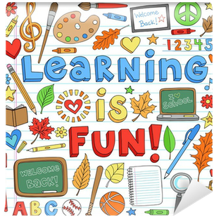 Back To School Supplies Notebook Doodle Vector Design - Learning Is Fun Quotes (400x400)