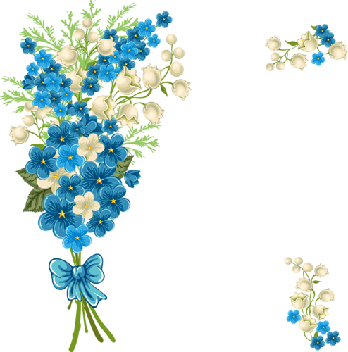 Tubes Paques - Moldura Com Flores Azuis (494x500)