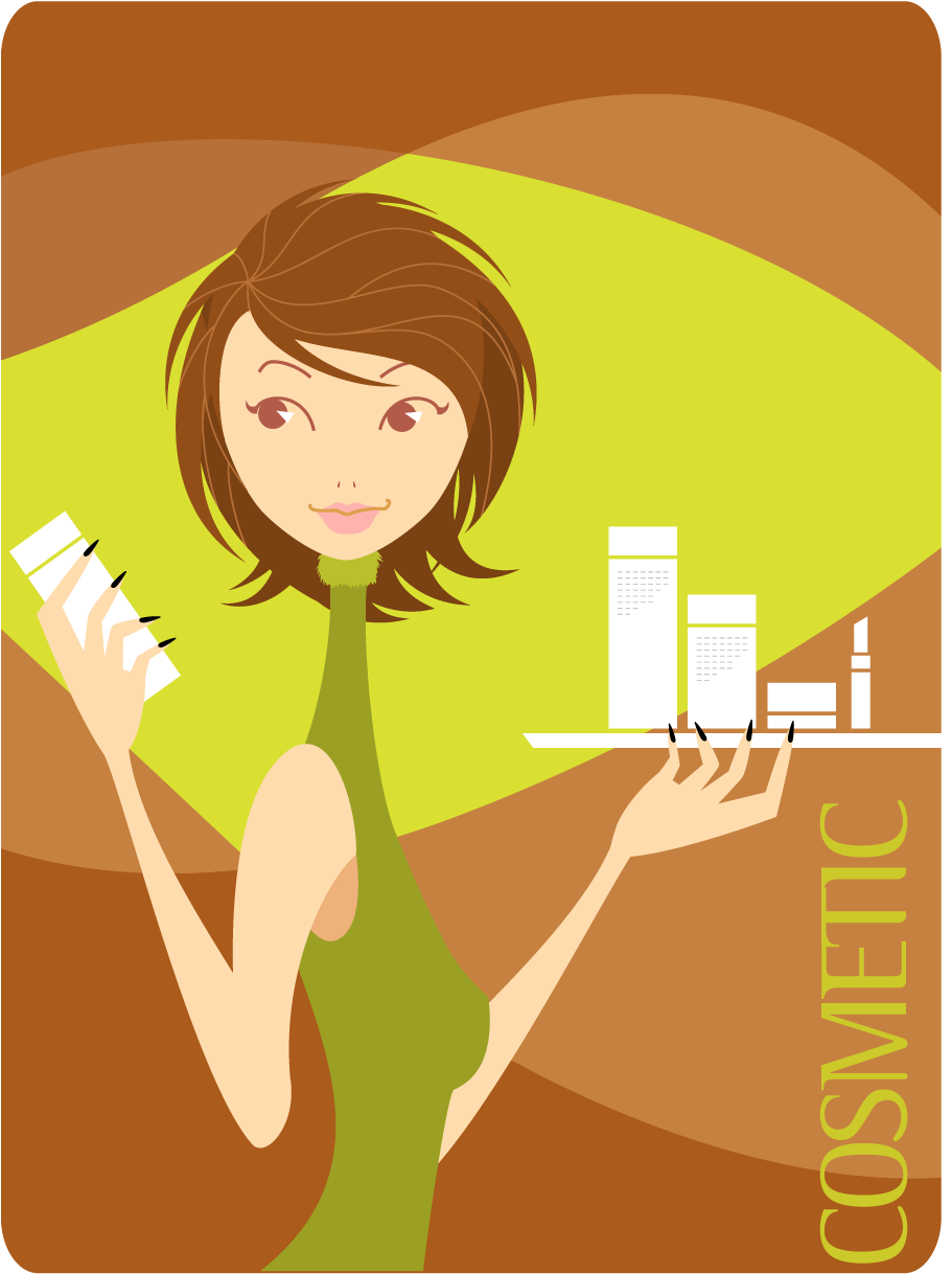 Free Vector 7 Beauty Girls Vector Graphics - Cosmetic Large Tote Bag (1000x1364)