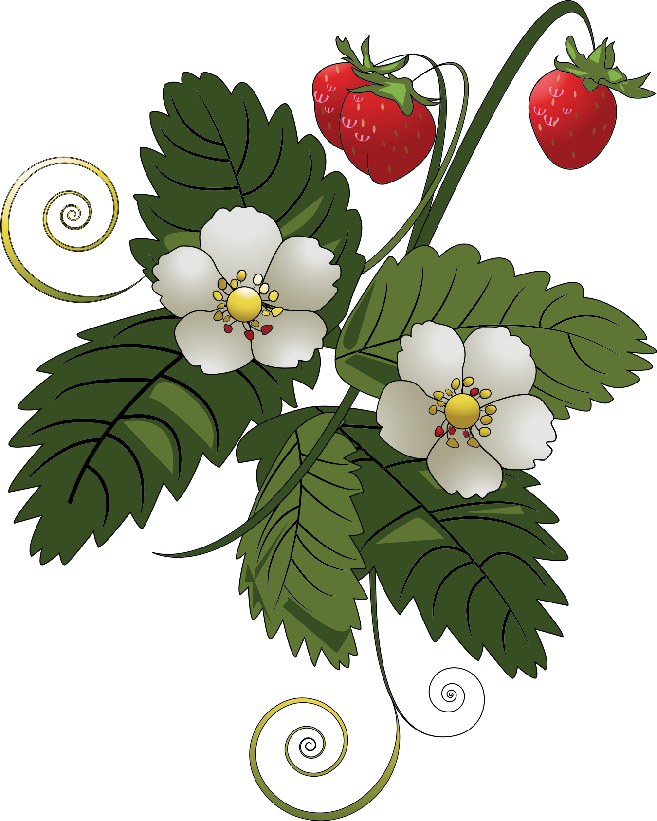 Clipart - Strawberry Tree Clip Art (1350x1687)