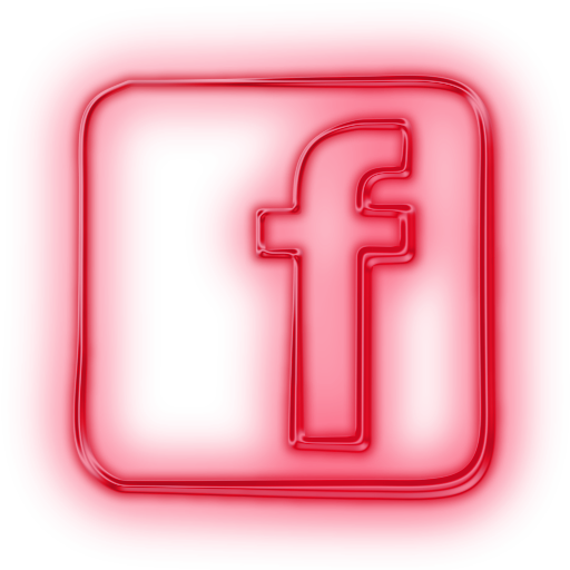 Social Media Tips - Red Neon Facebook Icon (512x512)