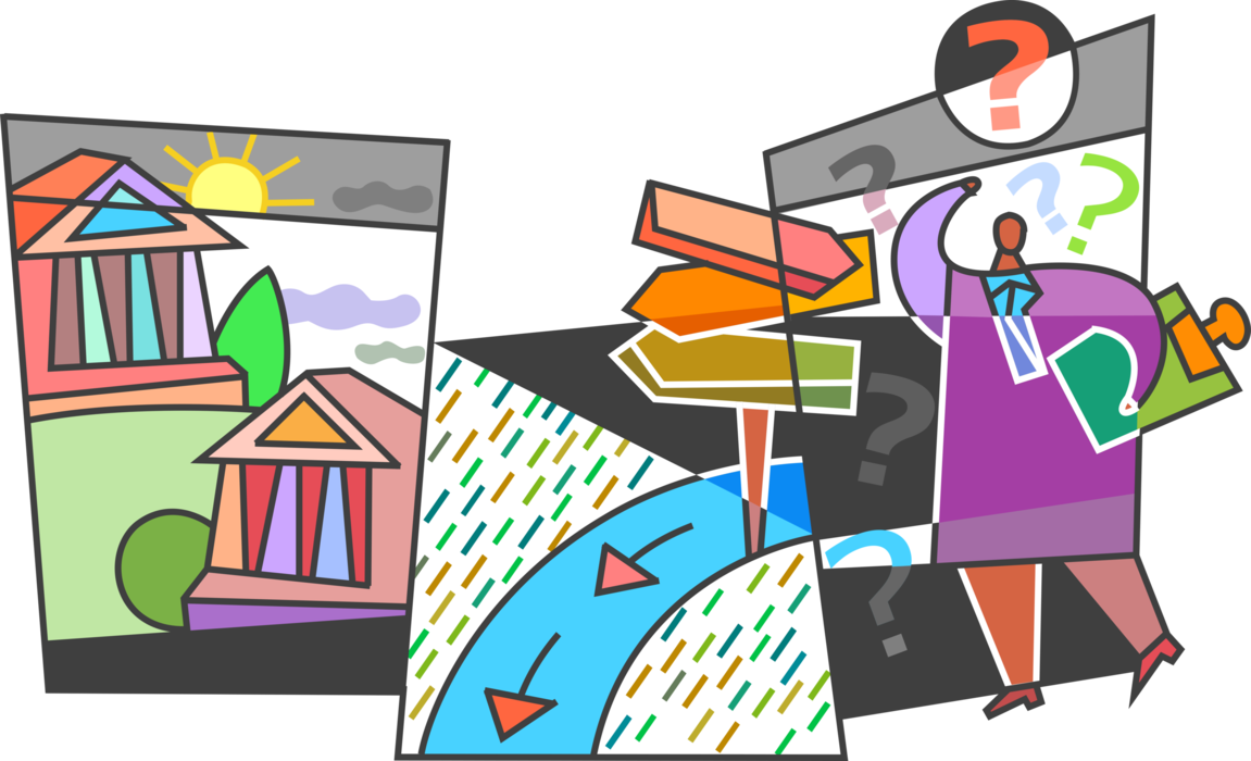 Vector Illustration Of Business Faces Crossroads Road - Vector Illustration Of Business Faces Crossroads Road (1151x700)
