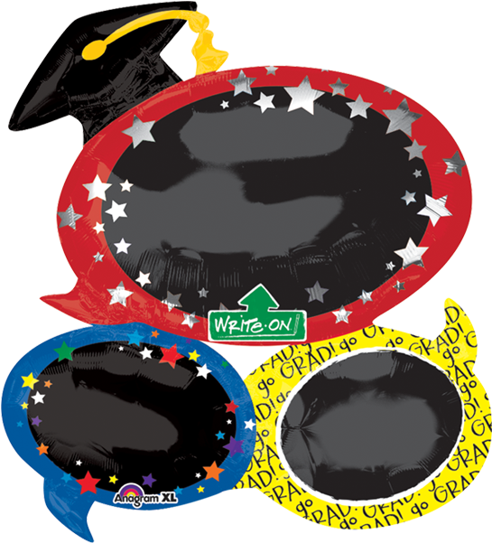 Packaged 28 Write On Graduation Word Bubble Chalkboard - 29" Supershape Grad Bubble Balloon Packaged - Mylar (600x600)