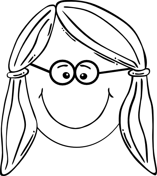 Pretty Girl Face With Glasses Clip Art At Vector Online - Cartoon Girl Face (534x600)