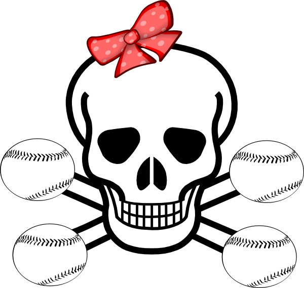 Softball Coloring Pages For Girls Girl Softball Skull - Badass Clipart (600x569)