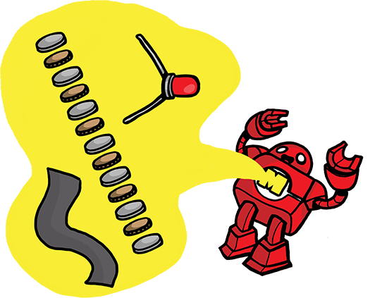 Y We're Going To Power A Flashlight With Pennies - Illustration (542x423)