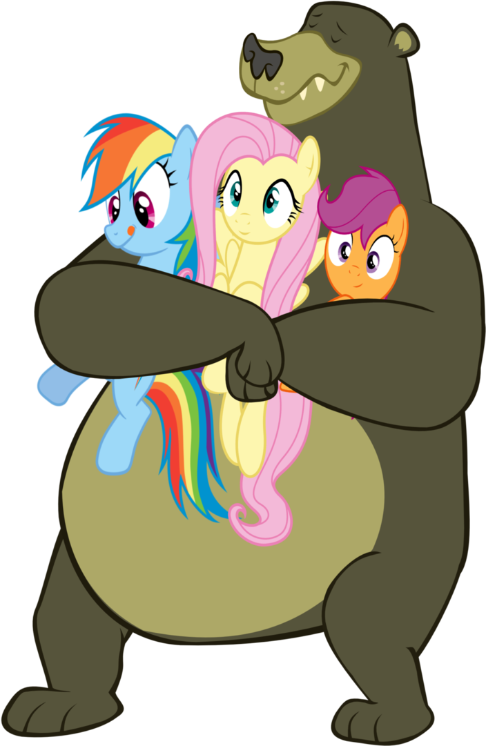 Harry Bear Hugs His Pony Pals - Mlp Harry The Bear (740x1080)