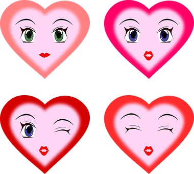 Hearts, Faces, Expressions, Emotions - Cartoon Hearts With Faces (380x340)
