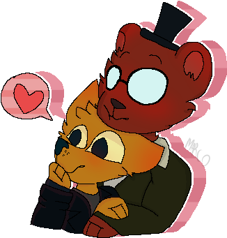 Foxu And The Bear By Pink-doggo - Cartoon (395x378)