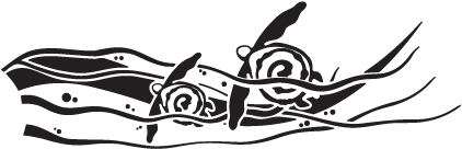 Two Turtles Skim Waves Wall Art Decal - Vinyl Decal Mural Sticker Turtle Sea Ocean Zoo Tortoise (451x451)