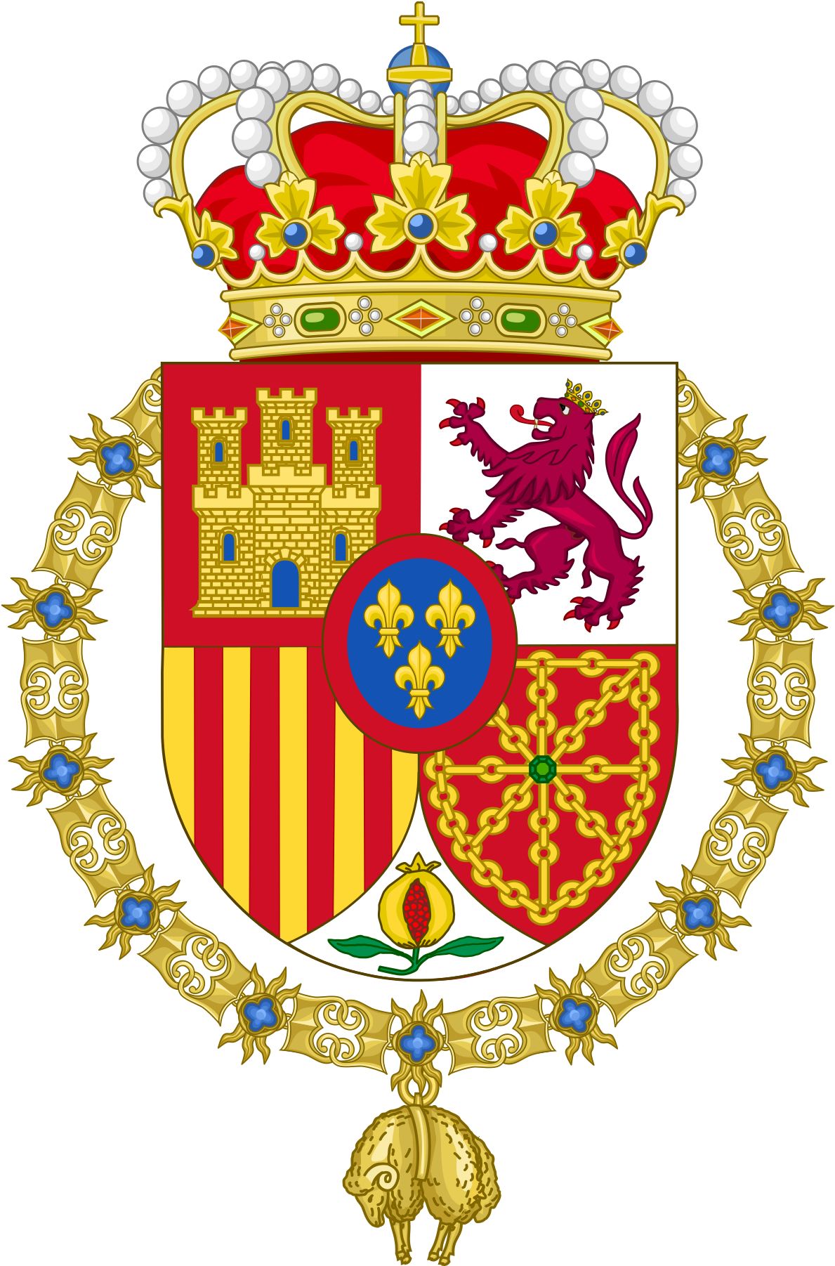 Crown Royal Clipart Constitutional Monarchy - Spanish Coat Of Arms (1200x1808)
