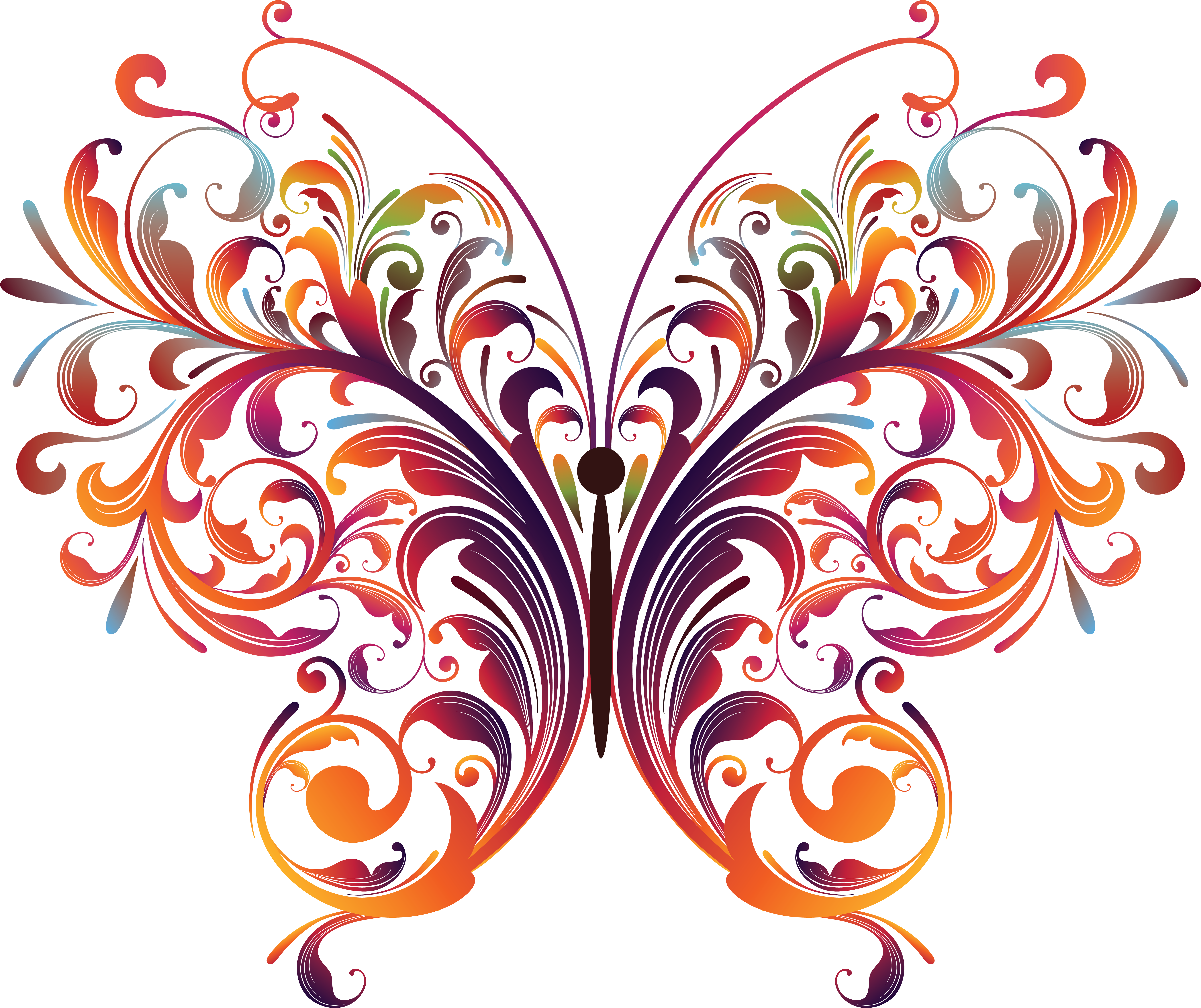 Download - Vector Graphic Flower And Butterfly (6622x5545)