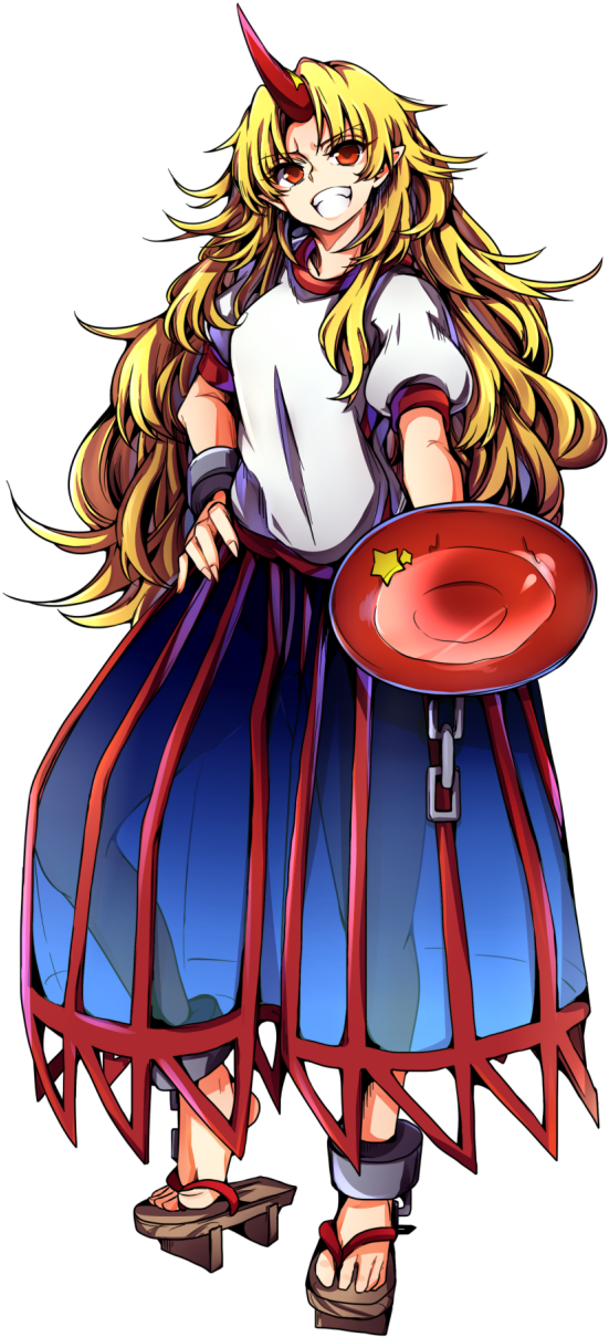 Baba Blonde Hair Full Body Geta Highres Horn Hoshiguma - Yuugi Hoshiguma (850x1302)