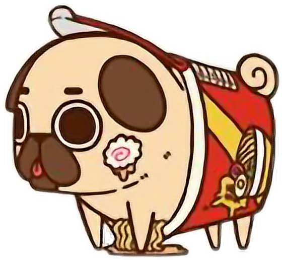 Cute Kawaii Pug Chibi Food Ramen Freetoedit - Cute Drawings Of Pugs (560x516)