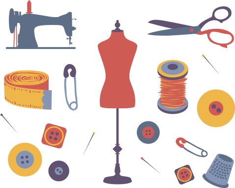 Tailor Shop Icons Illustration Free Vector Download - 手繪 裁縫 (1200x628)